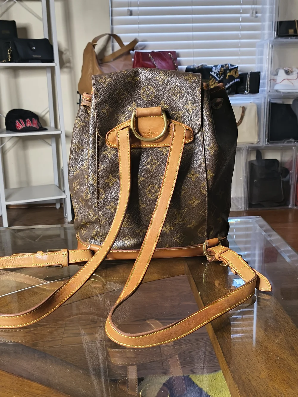 Louis Vuitton Monogram Montsouris MM Backpack Brown Canvas Leather Made in Franc